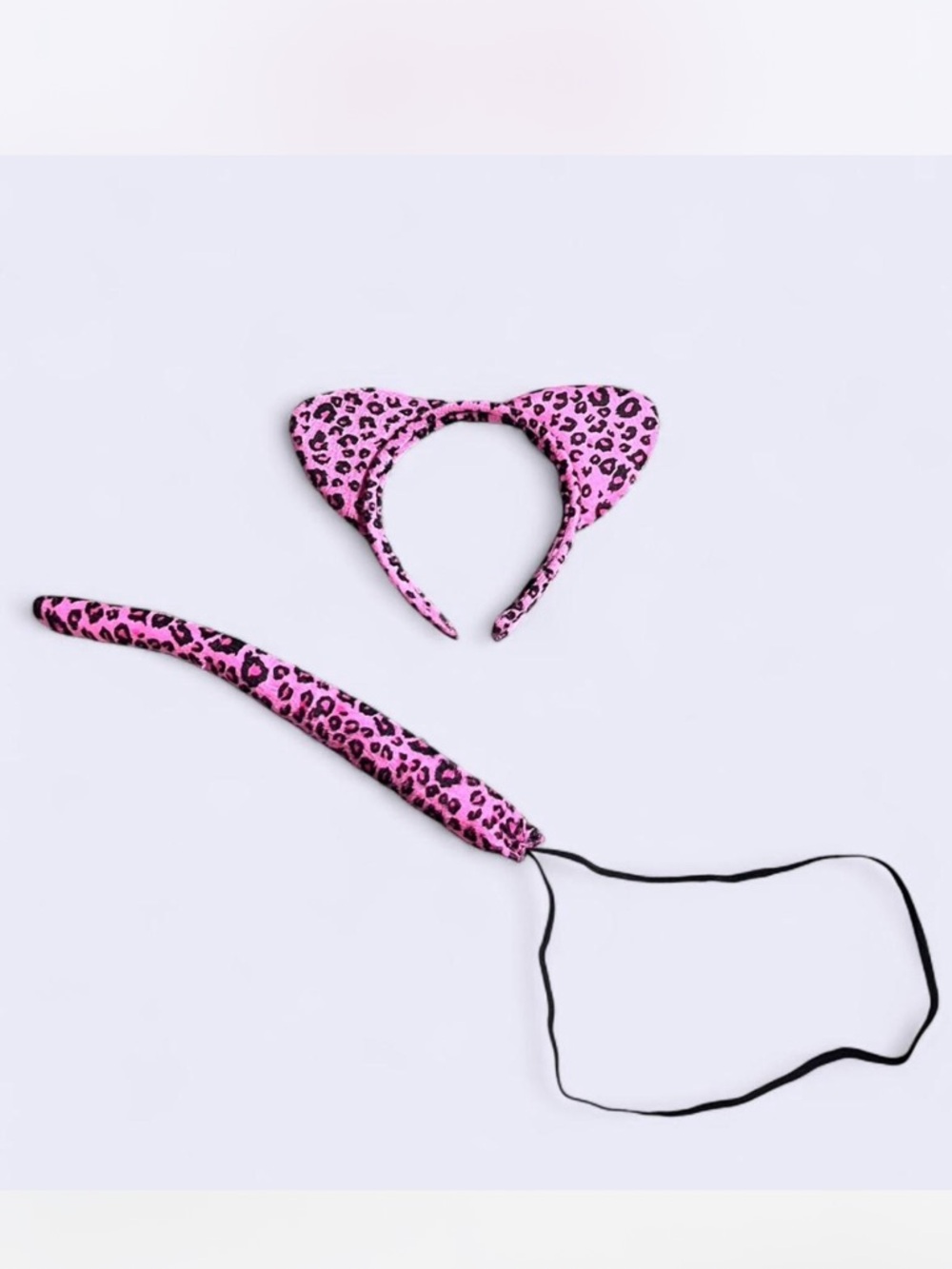 Pink Leopard Cat Costume Headband and Tail Set for Kids